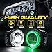 Xprite Fog Lights w/Green Halo Ring Angle Eye DRL, 4 Inch Foglights Compatible with 07-18 Jeep Wrangler JK, 60W LED Front Bumper Replacements 1 Pair, DOT Approved