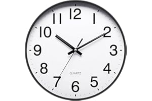 12 Inch Round Wall Clock Silent & Non-Ticking Simple Wall Clock Operated for Living Room Bedroom Kitchen (30 cm/ 12")