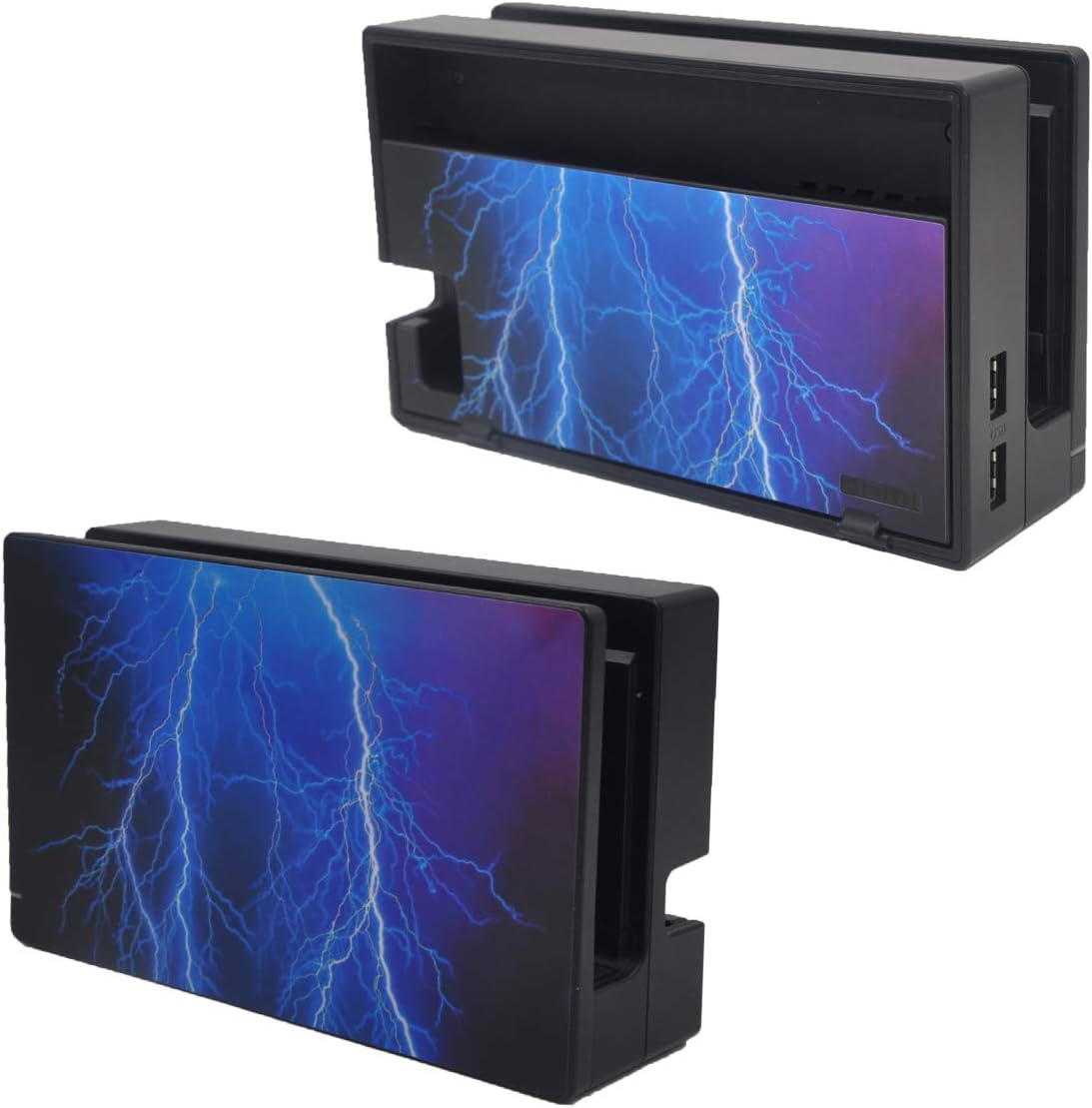 Taifond Decals Stickers Set Faceplate Skin +2Pcs Screen Protector for Nintendo Switch Console & Joy-Con Controller & Dock Protection Kit (Blue Lightning): Computers & Accessories