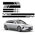 Augeny 6PCS Car Hood & Side Stripe Decals, Modified Auto Rearview Mirror Decal, Universal Graphic Stripe Decor for Car Skirt Roof Bumper (Style1, Black)