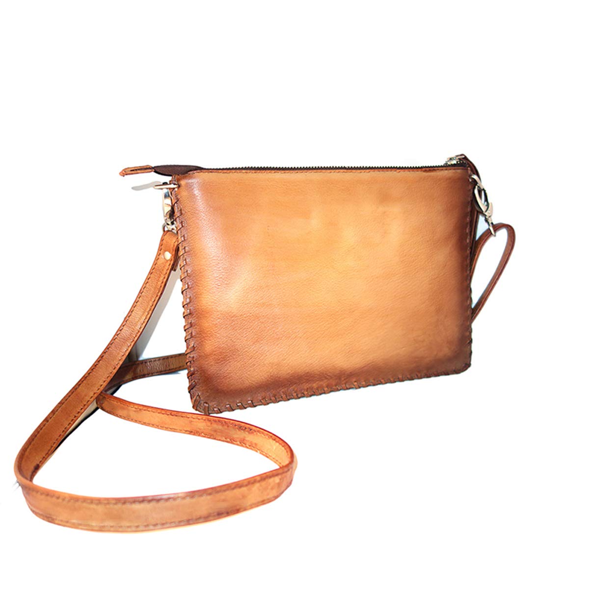 Cords Craft | Genuine Leather Cross Body Sling Bag for Women & Girls | Gift for Women | Vintage Leather Purse, Dark Tan, S