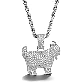 KummerSaprk Goat Chain Gold Necklace for Men Silver Charm Pendant Necklace with Rhinestone Goat Cute Animal Jewelry Trendy Punk Birthday Gifts