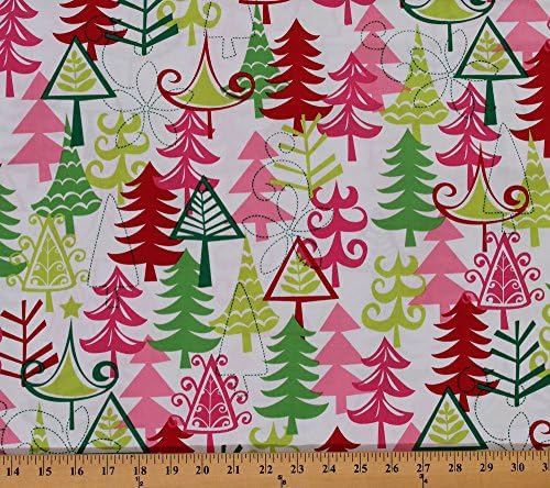 Cotton Yule Trees Christmas Cotton Fabric Print by the Yard CX3637-Santa