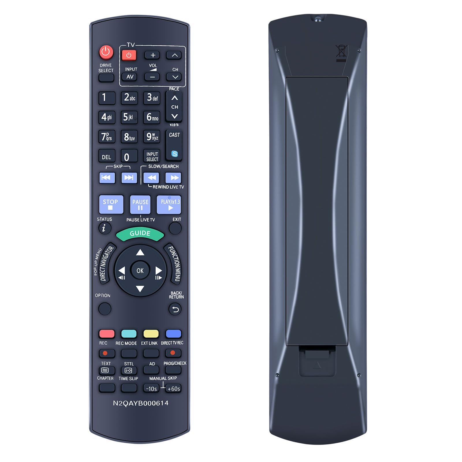 N2QAYB000614 Replacement Remote Control for Panasonic DVD Recorder Compatible with DMR-BWT700 / BWT800 DMR-BWT700EB DMR-BWT800EB — image 1