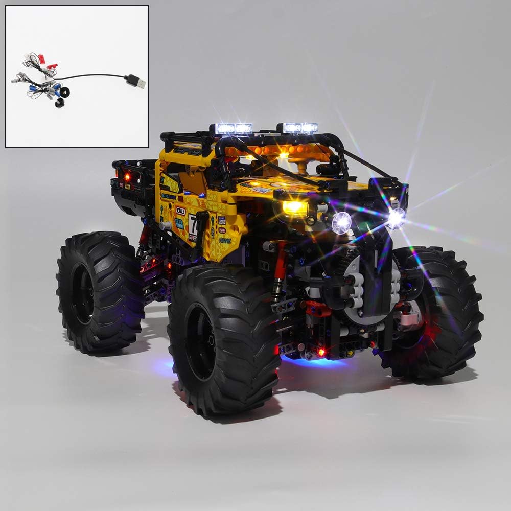 QJXF USB Light Set Compatible with Lego Technic 4X4 X-Treme Off-Roader 42099, LED Light Kit for (Technic 4X4 X-Treme Off-Roader) Building Blocks Model (Not Included Model)