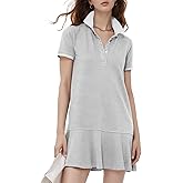 Flygo Womens Polo Dress Collared Short Sleeve Ruffle Golf Tennis T Shirt Sports Workout Mini Summer Dresses Tunic Pique