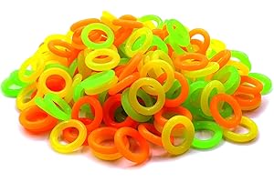 ZXUEZHENG 150 Pack Elasticity Silicone Soft Stitch Ring Markers for Knitting Crochet Etc, (Small Size for Needle Sizes 0-8, Orange, Yellow, Green)