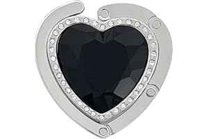 Wrapables Heart Shaped Purse Hook Hanger with Rhinestones, Black