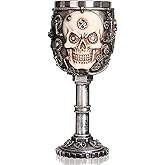 KUUBEELAA 3D Skull Medieval Wine Goblet,Steampunk Style Stainless Steel Chalice Goblet, Gothic Skeleton Wine Goblet,Skull Fans Gift for Party Decor and Halloween/Christmas/Birthday
