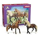 Schleich Horse Club 4-Piece Paso Peruano Horse Toy Set with Paso Peruano Mare, Stallion and Saddle with Bridle