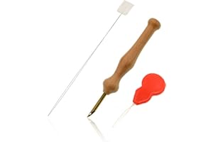 ONESWI 1 Set Wooden Handle Embroidery Pens Sewing Embroidery Punch Needle Weaving Tools, Sewing Embroidery Punch Needle for DIY Craft Stitching Applique Embellishment