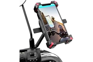 YIUJEFDA Motorcycle Phone Holder, 1s Lock and Release Phone Mount for Motorcycle Scooter Moped Rear View Mirror Phone Mount for 4.5-6.8 inch Cell Phone, Motorbike Rearview Mirror Phone Holder