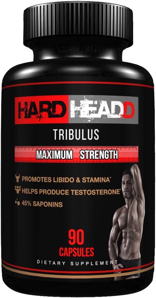 HARD HEADD Tribulus Powder Extract Maximum Strength Contains 45% Saponins Promotes Men's Reproductive Health Improves Lean Muscle Mass Supplement for Sport Nutrition Balance USA Made 90 Capsules