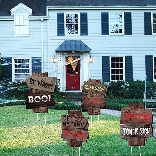WizPower Halloween Decorations Outdoor Yard Signs Scary Beware Outside Decorations Zombie Vampire Graves Party Supplies