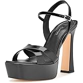 Dumjey Platform Heels for Women Chunky High Heel Sandals with Ankle Strap, Open Toe Dress Shoes for Work Party Evening Wedding