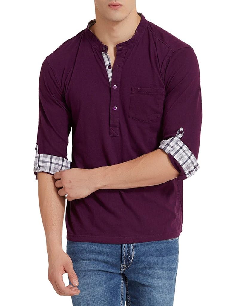 elaborado men's henley neck tshirt - imperial purple