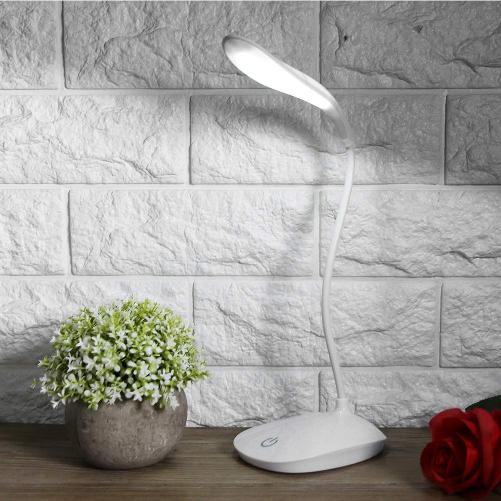 Mxtech Dimmable Night Lamp, Touch Switch Multifunctional Flexible Neck USB Table Lamps, Office Home for Study Bedroom