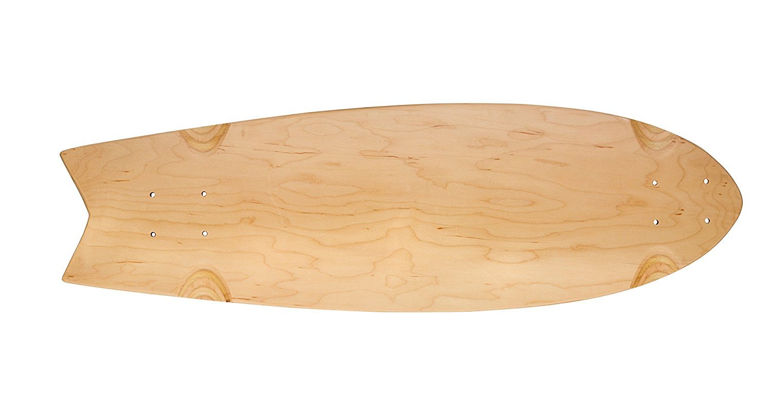 Ridge Skateboards Natural Deck, 28" Shark Board, DECK ONLY