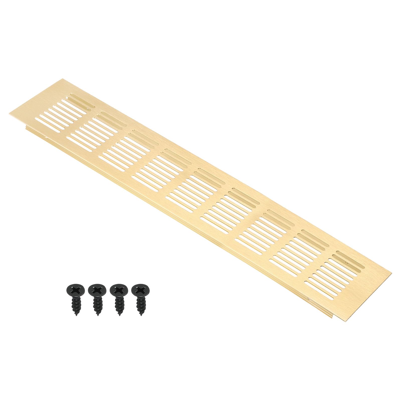 PATIKIL 16 x 3 Inch Door Air Vent Cover, Aluminum Grille Ventilation Cover Louvered with Mounting Screws for Cabinet Wardrobe Door, Gold Tone