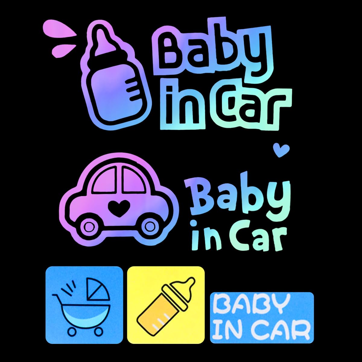 070706 Baby on Board Car Sticker Waterproof Night Reflective Vinyl Sticker