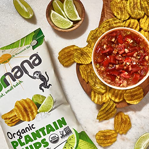 Barnana Organic Plantain Chips, Acapulco Lime, Healthy Snack Made With 100 Coconut Oil, Non