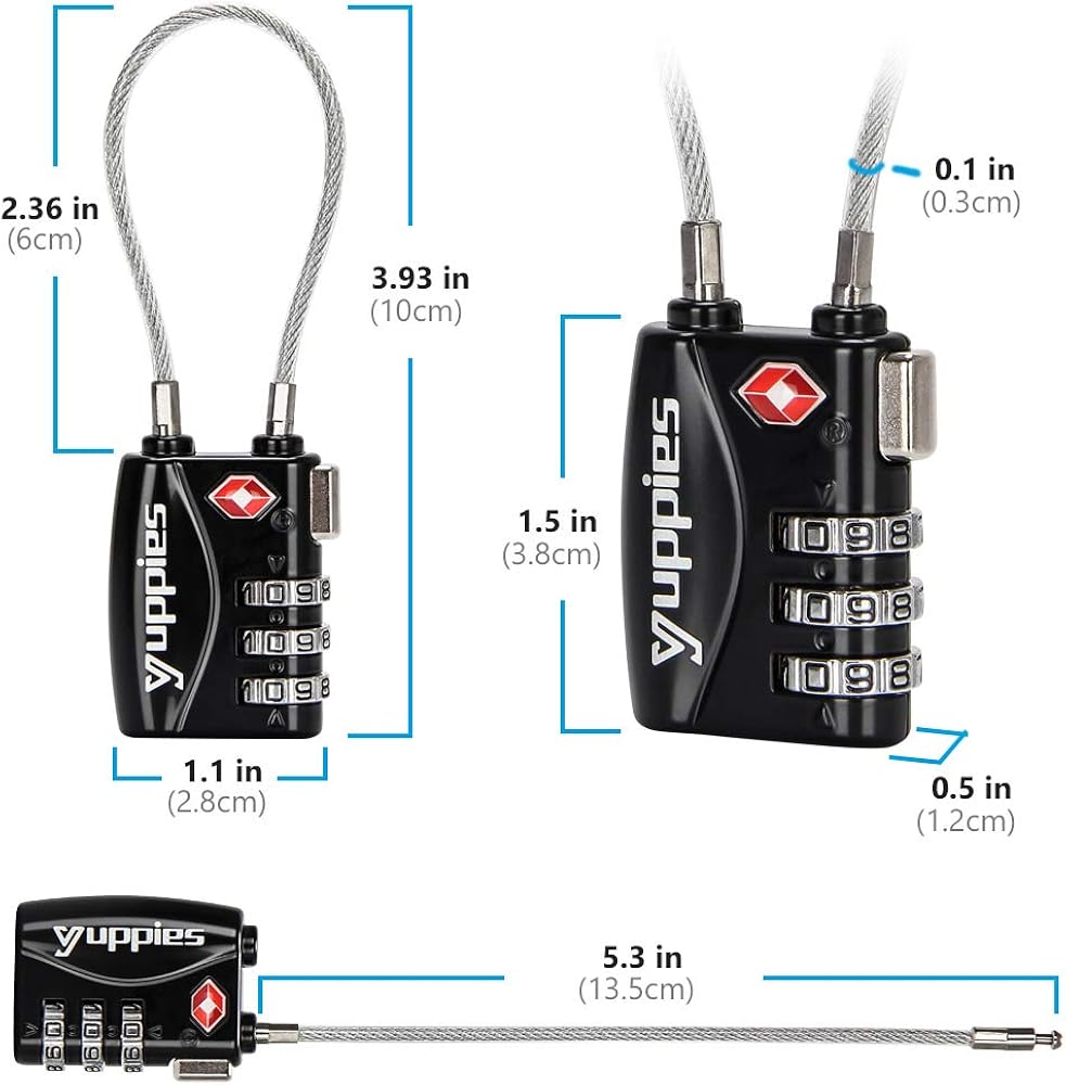  | Black 2 Pack Luggage Locks TSA Approved, Suitcase Lock for Backpack | Luggage Locks