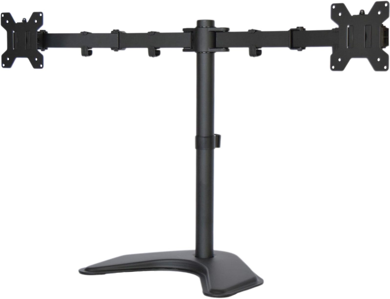 MountDIY Dual Monitor Stand Free Standing Desktop Adjustable Height Mount With Grommet Base For 13-27 Inch LCD or LED Screens (Support VESA 75 & 100, Full Motion, Tilt, Swivel, Rotate, 22lbs Capacity)