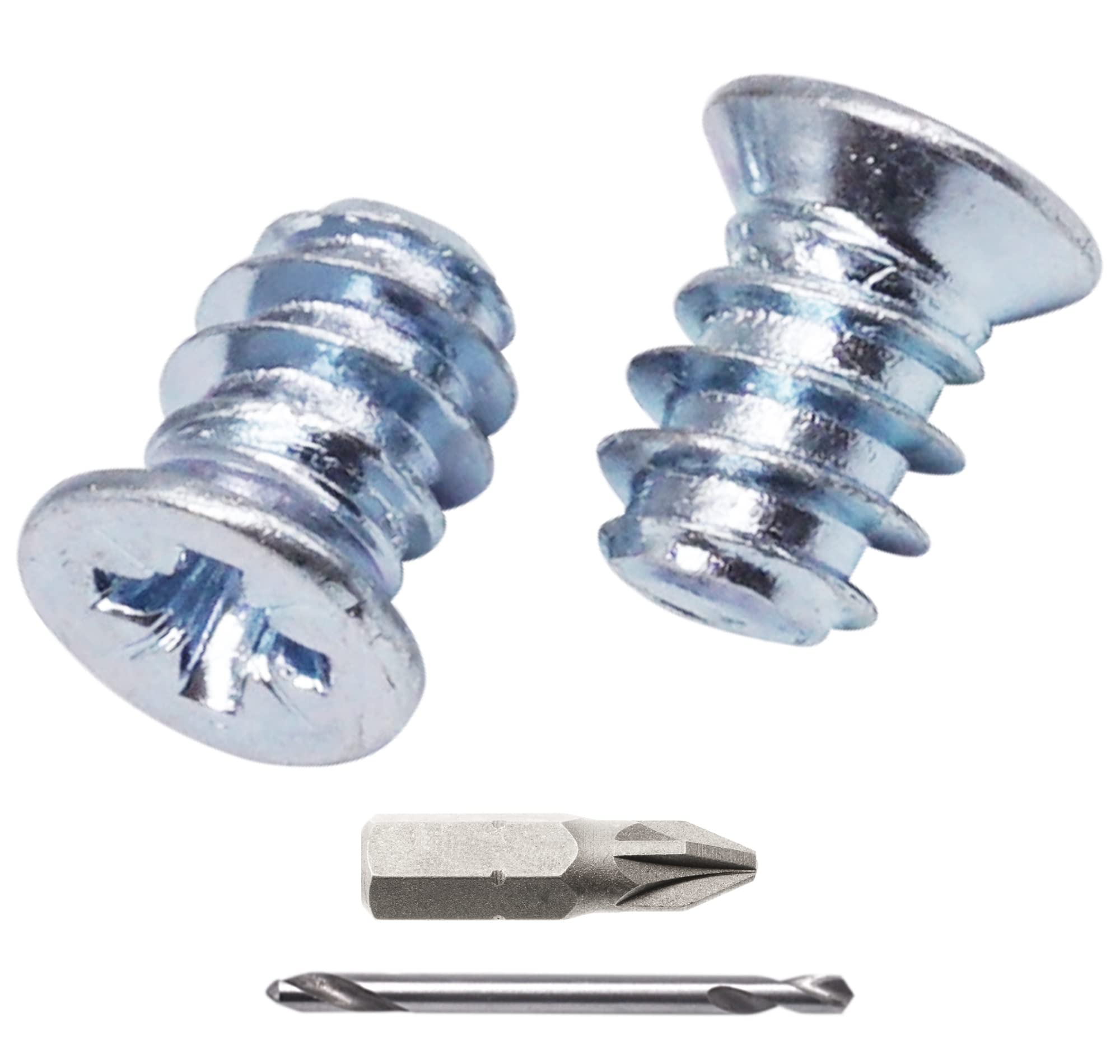 SKIR'CO (100 pcs) Zinc Plated Euro Screws 6.2 x 9 mm, Drawer Runner Screws, Flat Countersunk Head (Drill Bit Included) โ image 1