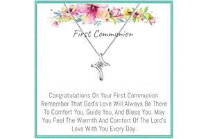 Onepurposegifts Sterling Silver Cross Necklace for Girls, First Communion Gifts for Girls, Holy communion, Baptism, Confirmation Gifts for Teenage Girl, Christian gift