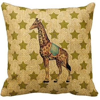 Vintage Circus Giraffe On Green Stars PillowsCustomized Square Custom Throw Pillow Case Cushion Cover Pillowcase Pillow Cover 18x18