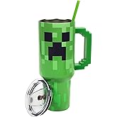 Bioworld Minecraft Creeper Ultimate 40 Oz. Stainless Steel Tumbler With Pixelated Handle
