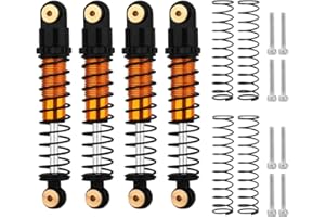 Pothyes Aluminum Long or Regular Threaded Shock Adjustable Absorber Oil Damper for Axial SCX24 FMS FCX24M AX24 1/24 RC Crawler Car Upgrade Parts (gold-black, 40mm)