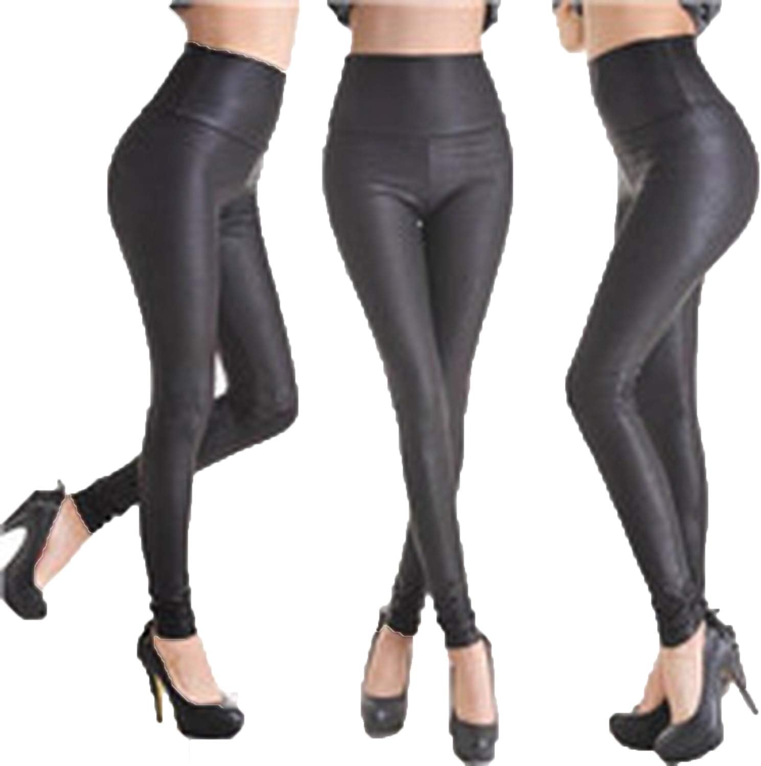 VGS7RV Leggings Negros de Moda para Mujer, Leggings Sexy, de Piel