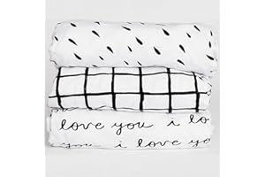 NODNAL CO. 3 Fitted Black/White Mini Crib Pack n Play Playard Portable Crib Sheets Set 100% Oeko-TEX Cotton Gender Neutral Gi