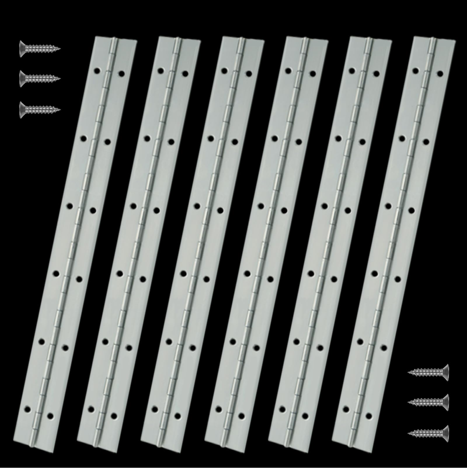 MIVIDE 6PCS 12 inch Piano Hinges 300mm, Long Hinges for Wood, Continuous Hinge Heavy Duty, Stainless Steel Piano Hinge with Screws for Piano Cabinet Door Window Boats