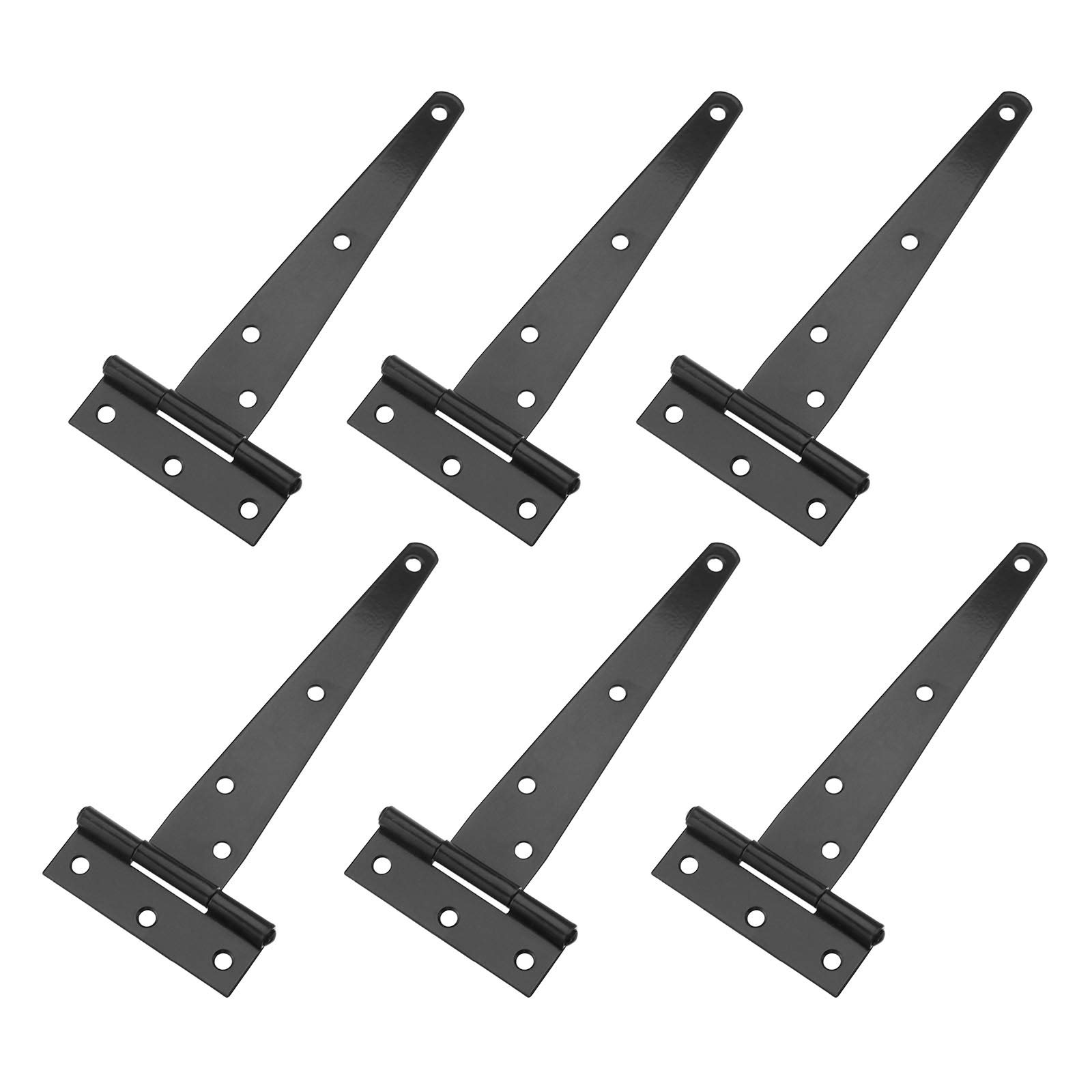 YINETTECH 6Pcs T-Strap Tee Shed Hinge Set 6 Inch Heavy Duty Gate Door Barn Wrought Hardware Rustproof Black