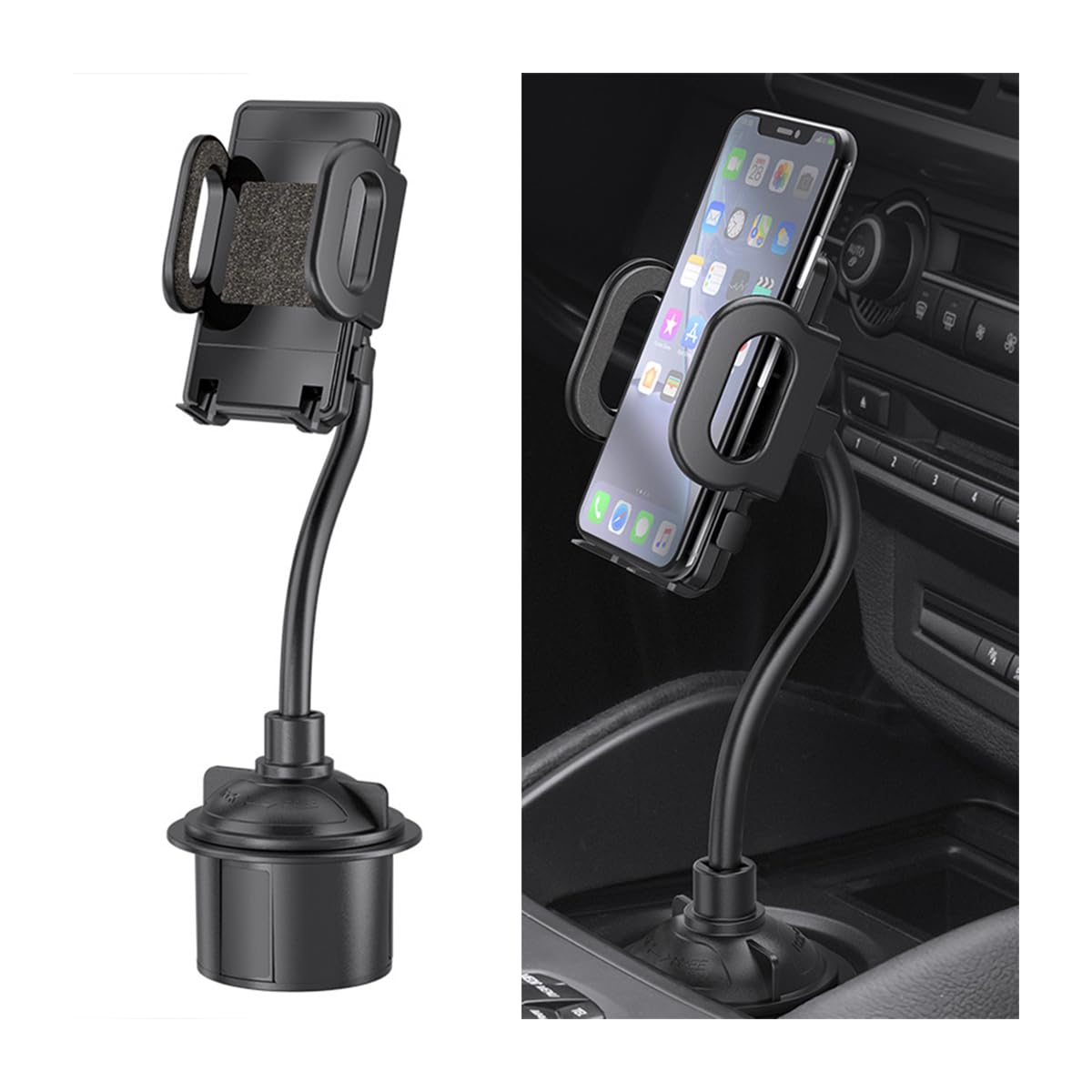 JNNJ Car Cup Holder Phone Mount, Universal Adjustable Gooseneck Cup Phone Holder, 360° Rotatable Cell Phone Holder for Car, Multifunctional Cars Cup Holders Suitable for All Car Models, Van, Truck