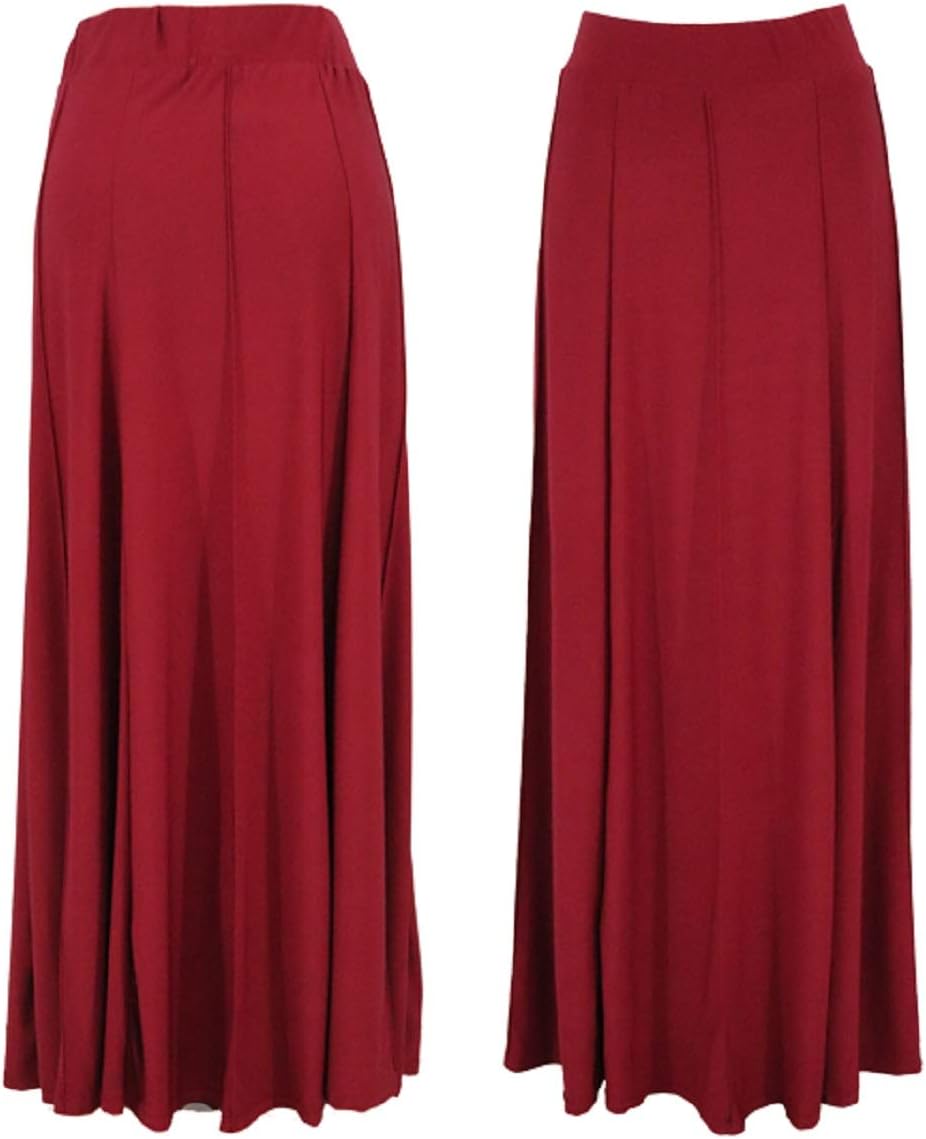 Abielmo Women Ladies Maxi Skirt Fully Lined Pull on Elasticated Waist 39-42 INCHES Long Ankle Length Size 10-24 justfound4u