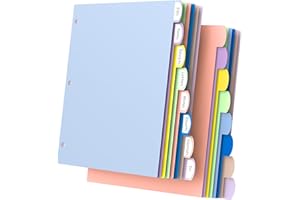 HABGP 16Pcs/2 Set 3 Ring Binder Dividers with Tabs, 8 Color Tab Divders for 3 Ring Binder, Plastic Pastel Page Folder Dividers Sheet Protectors, Three Ring Binder Index Dividers for Notebook