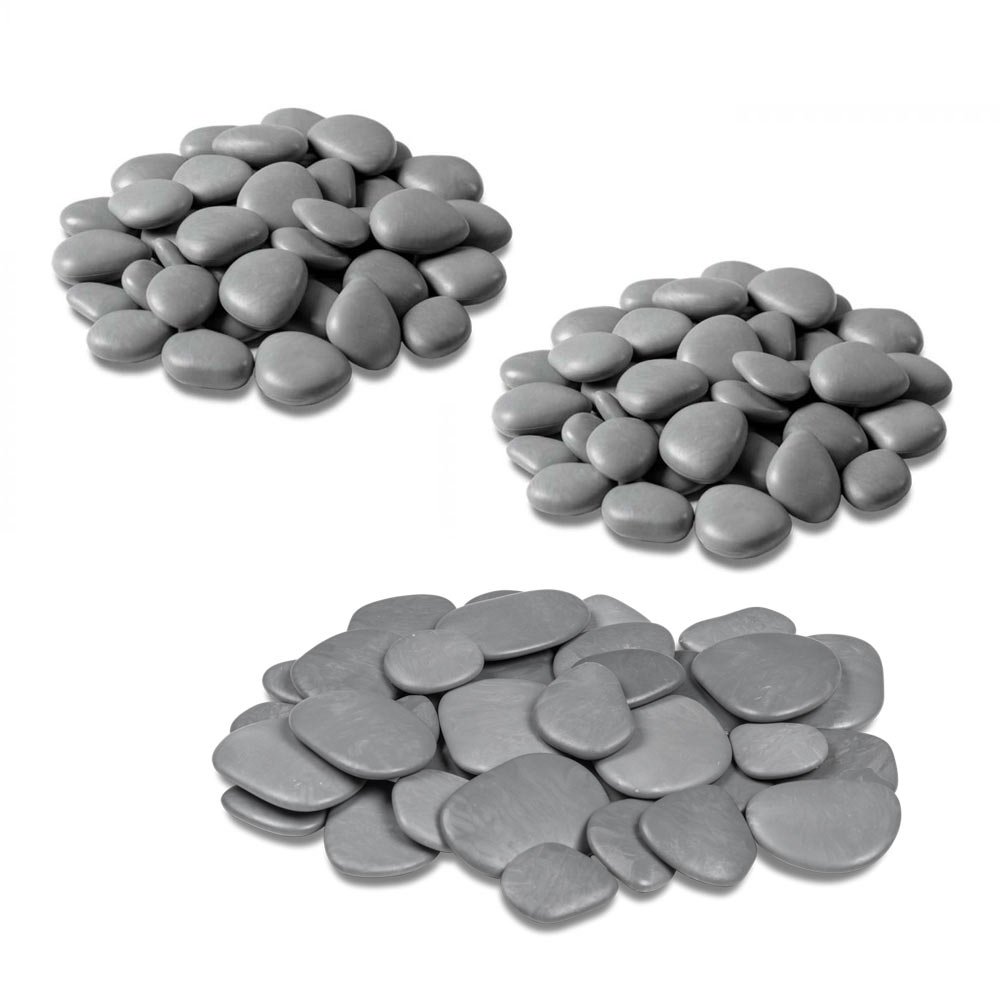 Teraplast - Decorative Stones for Flowerpot, Garden and Aquarium in Recycled Plastic - 3 Packs, Grey color