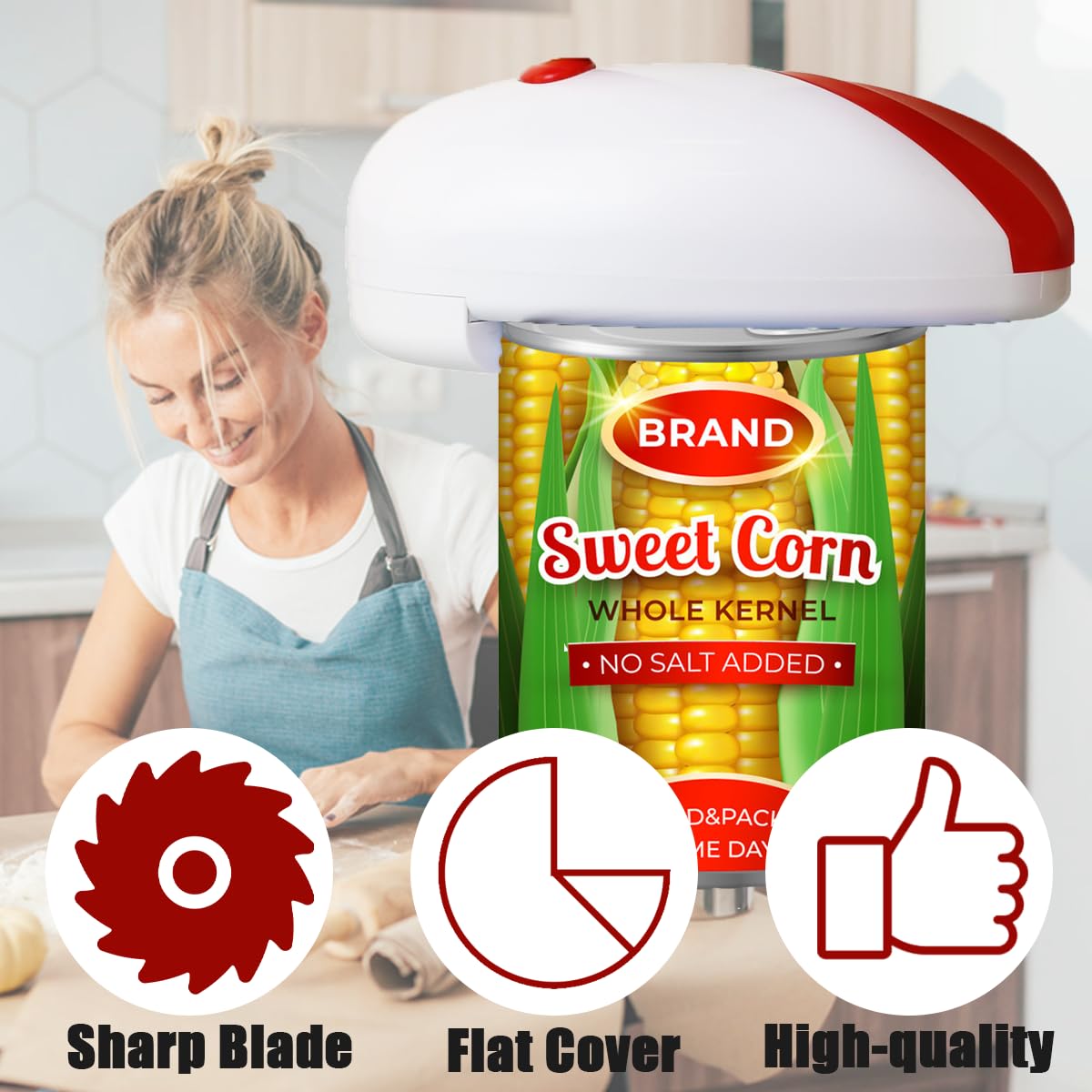 Aquox Electric Can Opener,Automatic Can Opener,Hands-Off/Smooth Edge/Battery Operated/Portable One Touch Opener,Electric Can Openers for Kitchen for Seniors with Arthritis