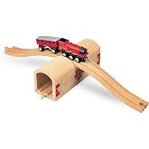 maxim enterprise, inc. Wooden Train Track Over &amp; Under Tunnel Bridge &amp; Easy-Connect Railway, Hardwood Train Set Compatible with Thomas and Friends, BRIO, Major Brand Wooden Train Sets and Accessories