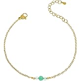 Agriajun Colorful Gemstone Beaded Link Bracelets Stack for Women, Boho Handmade Adjustable Gold Beads Stackable Bracelet Outfit Accessories Jewelry Gift.