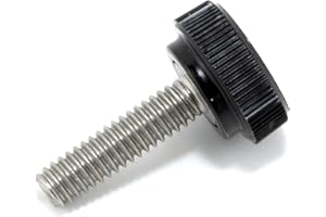 THUMB SCREW DEPOT #8-32 x 5/8" Thumb Screw Stainless Steel - Black Knurled Round Plastic Knob - Standard/Coarse Thread Thumbscrew - Length: 0.625" - Proudly Built in USA - Package of (4)