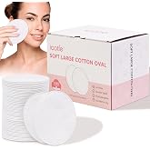 ICOTLE 100% Pure Cotton Oval Pads, Ultra-Soft, 3.54 x 2.75 Inch, 100Count | Physical Technology Hypoallergenic Large Cotton Pads for Makeup Removal, Cleansing, Skincare, Self-Care And Everyday Use