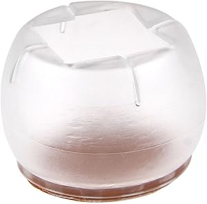 8 PACK - Transparent caps felt pads for chairs or furniture leg feet. Round / square furniture. Flexible Wood floor protector covers prevent scratches scuffs. Extra Large 1.77-1.96