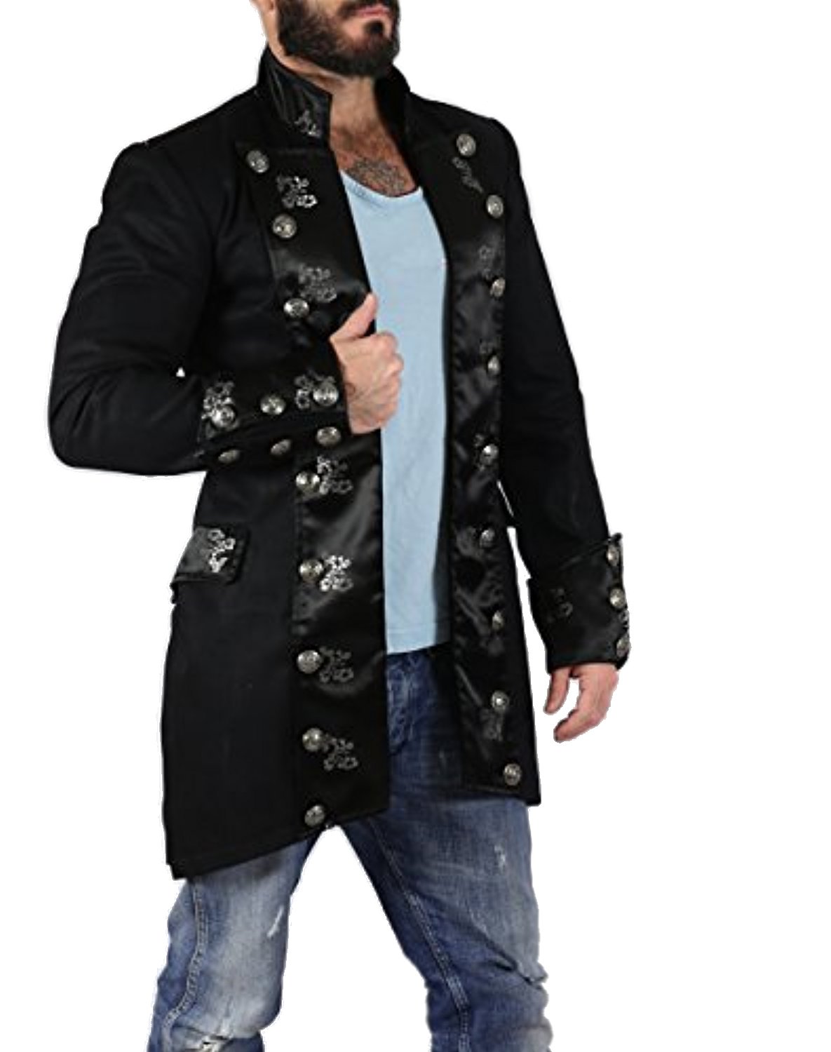 Eimee Handmade Cotton Pirate CoatSteampunk Mens ClothesGoth Military