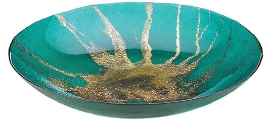 Amazon Com Cj Online Shop Fruit Bowl Large 16 Glass Teal Blue