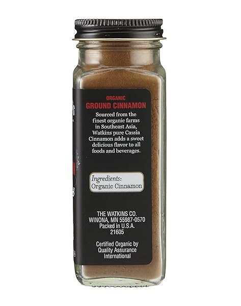 WATKINS GOURMET ORGANIC SPICE JAR, GROUND CINNAMON, 2.5 OUNCE