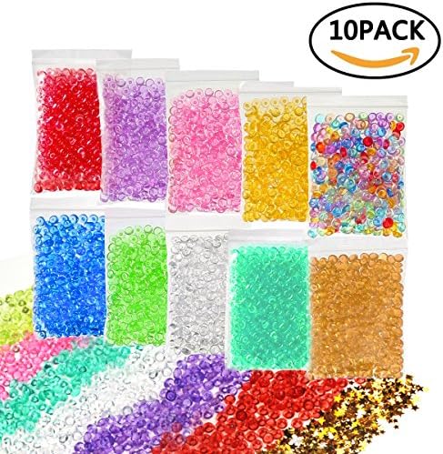 Lillypet Fishbowl Beads Glitter for Slime,10 Pack Clear Vase Filler Beads, Kids Crafts for Party Decoration or Wedding